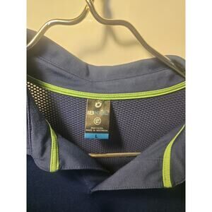IBKUL Mens Large Blue Colorblock Short Sleeve Nylon Polo Shirt mesh UPF 30 golf